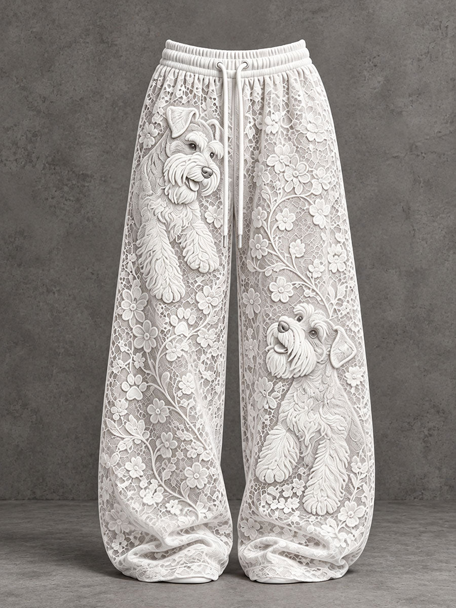 Women's Schnauzer-Print Casual Pants