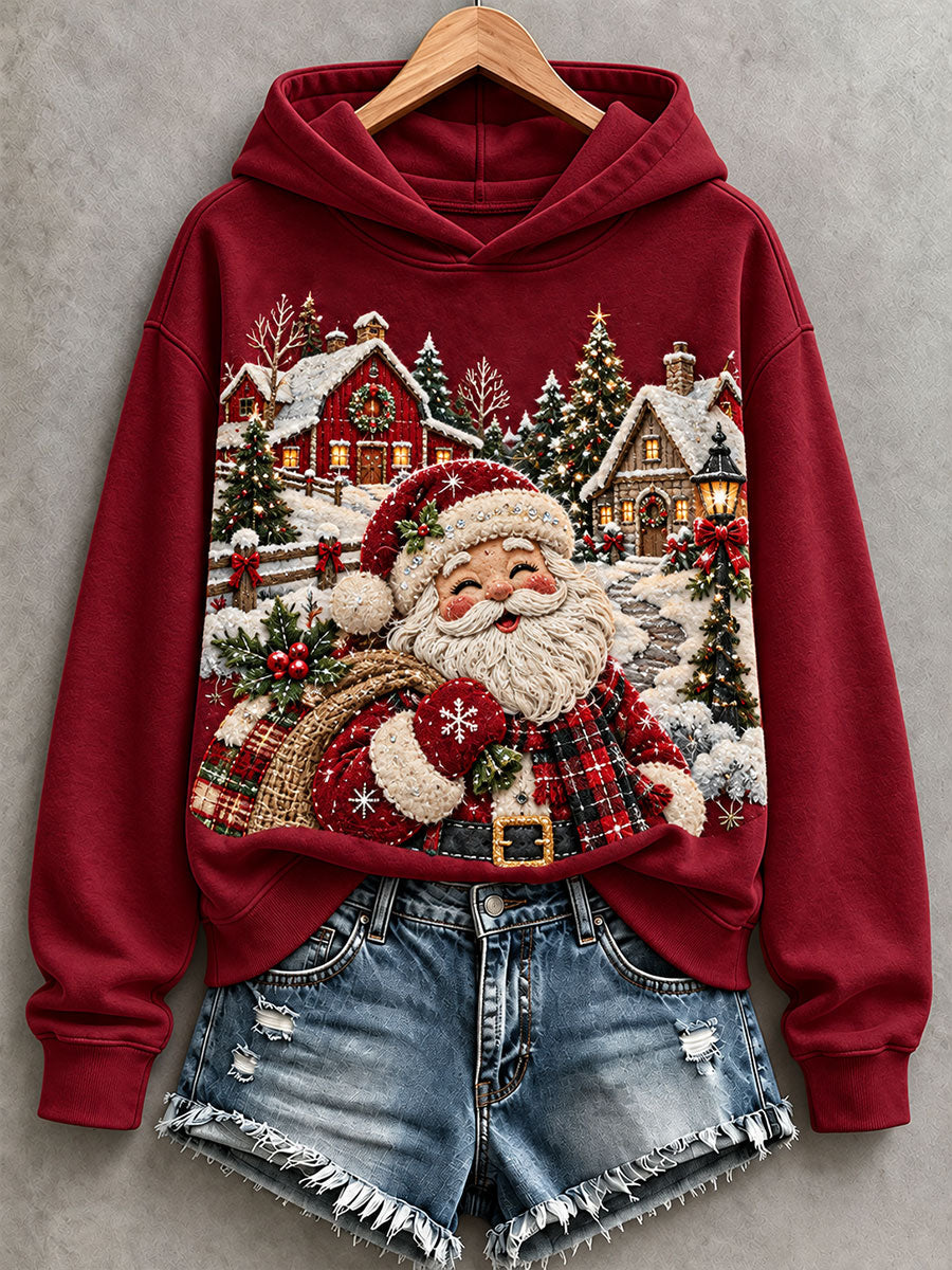 Women's Santa Print Hoodie