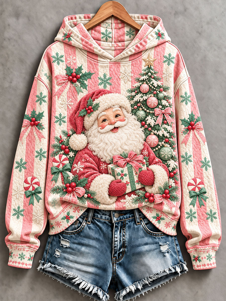 Women's Santa Print Casual Hoodie