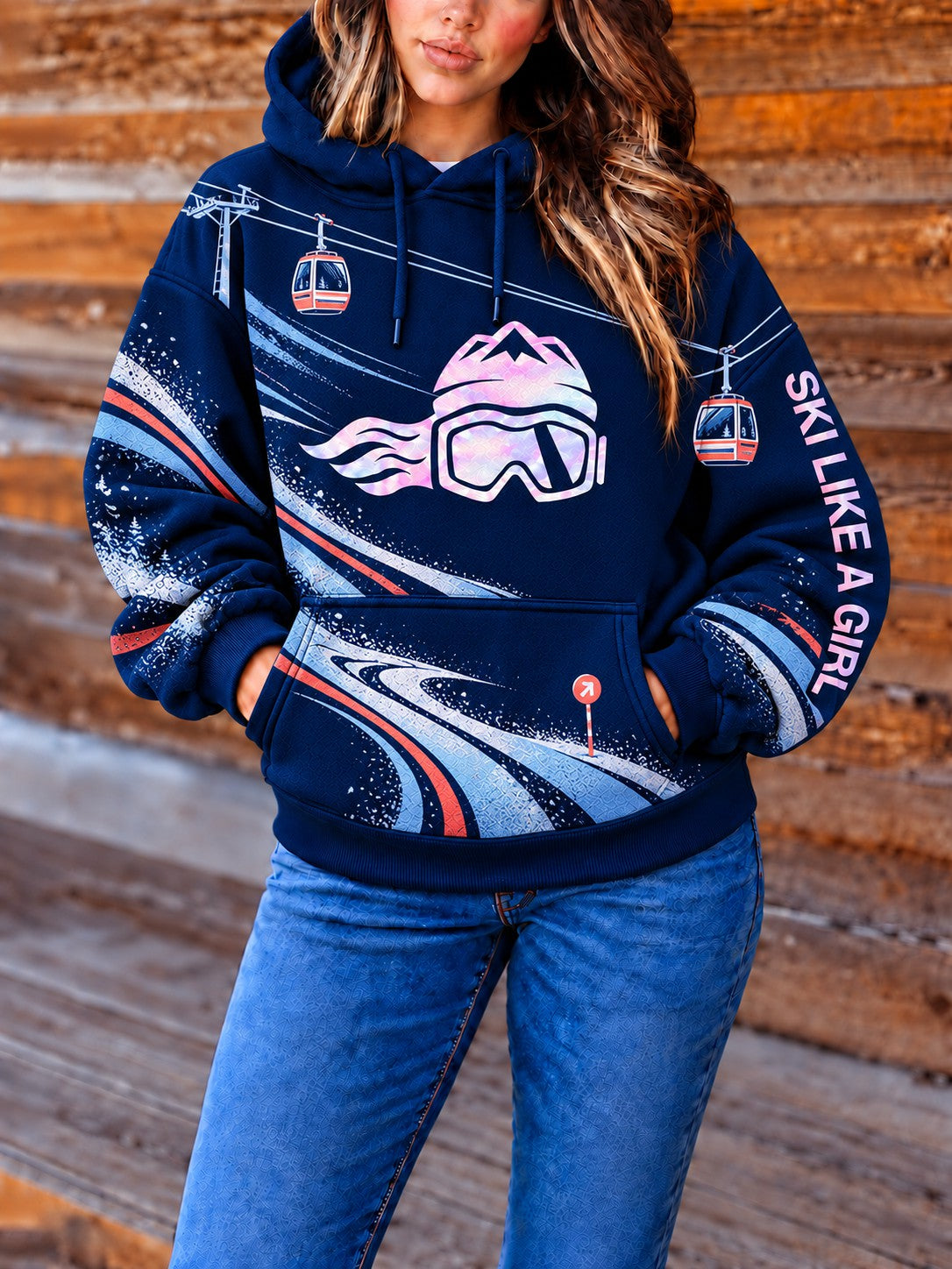 Women's Ski Like A Girl Printed Hoodie