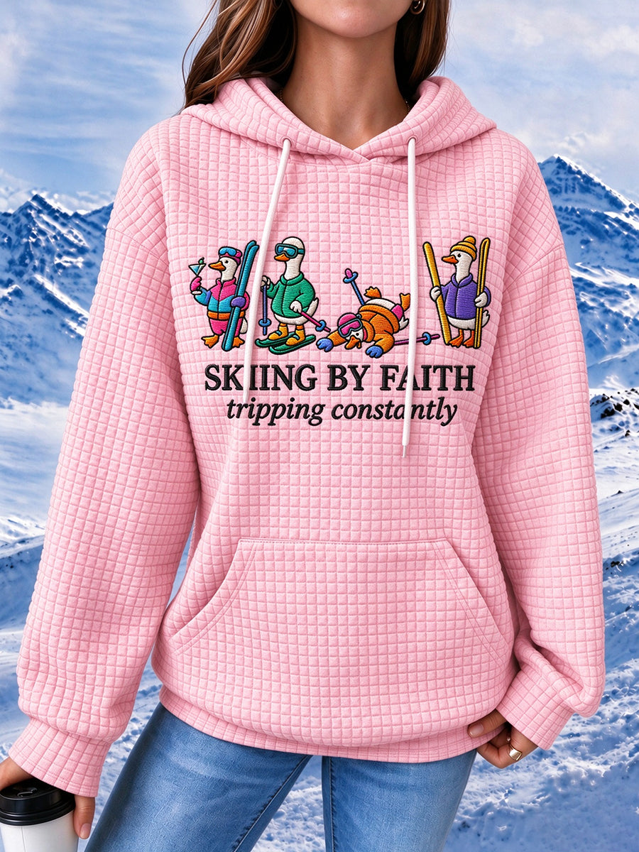 Women's Skiing By Faith Tripping Constantly Print Hooded Sweatshirt