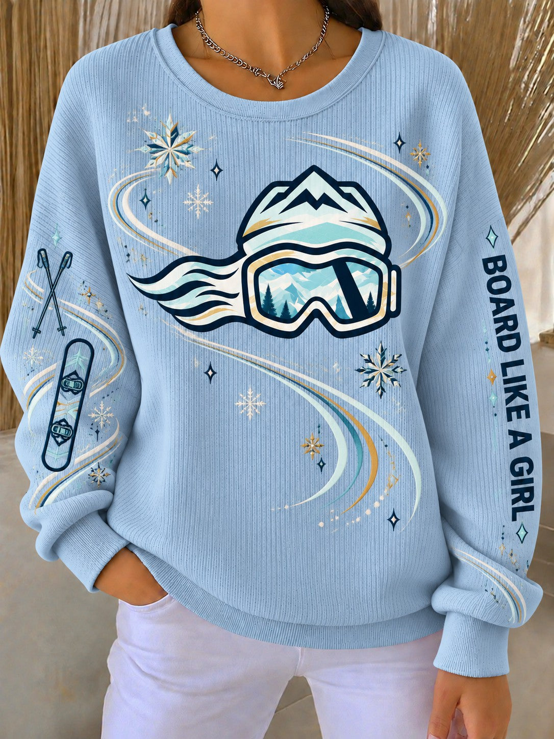 Women's Board Like A Girl Printed Sweatshirt