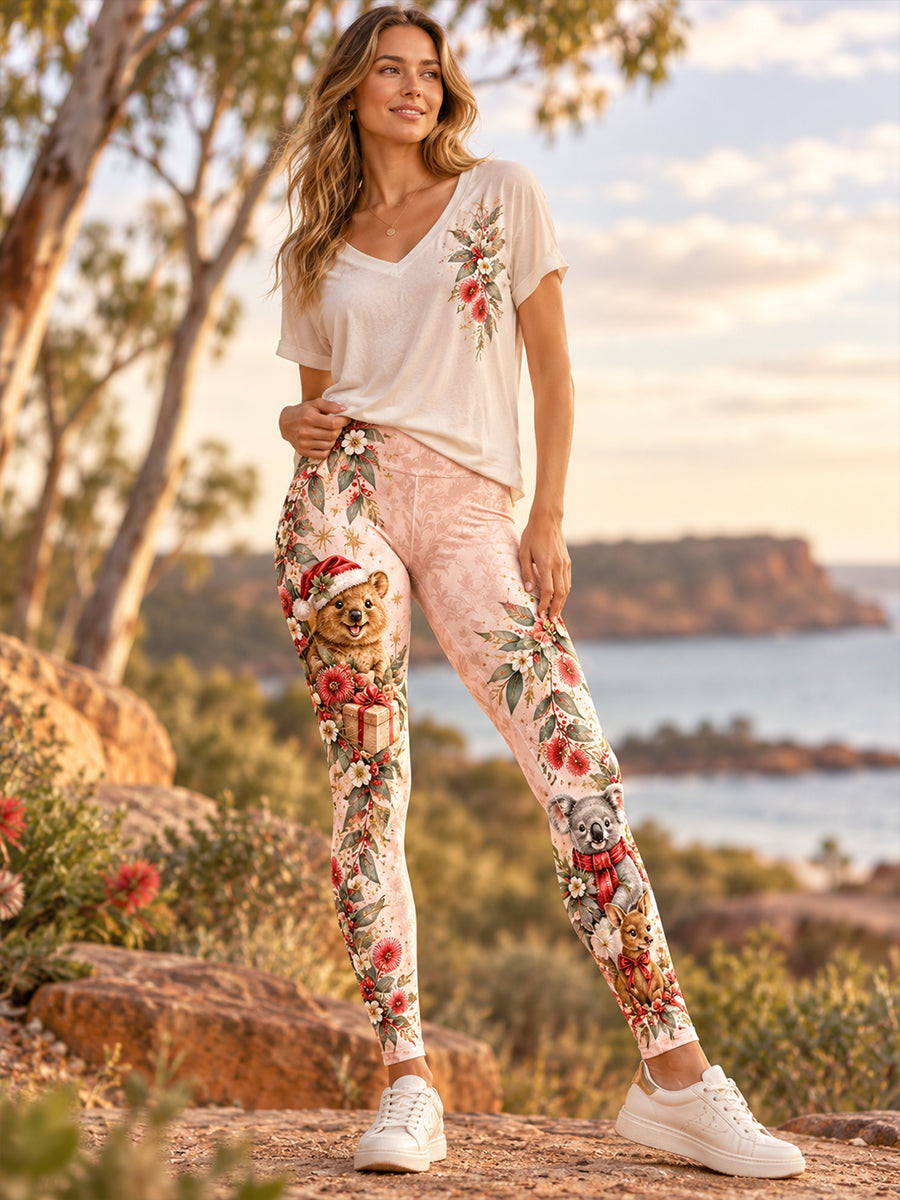 Women's Christmas In Australia High-Waisted Slim Fit Casual Leggings