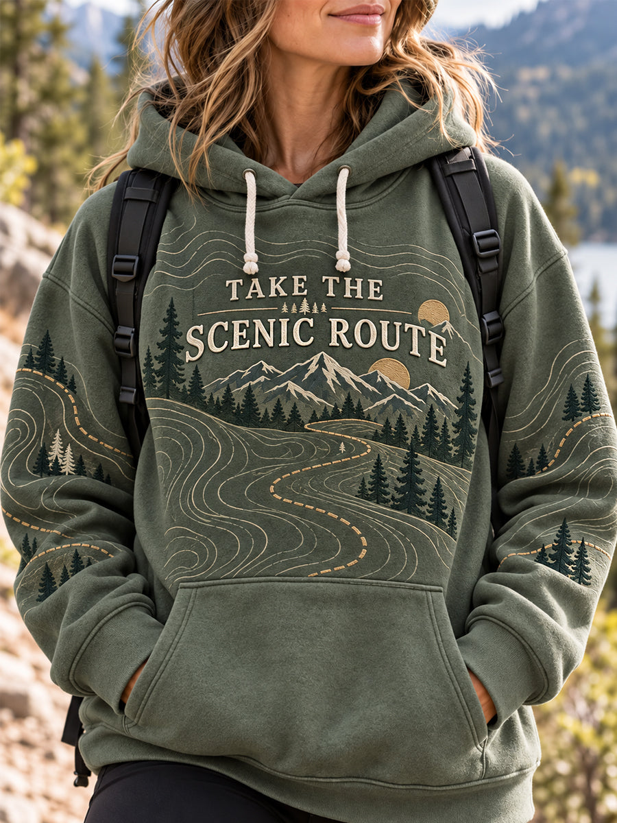 Women's Wilderness Trail Print Hike Lovers Casual Hoodie