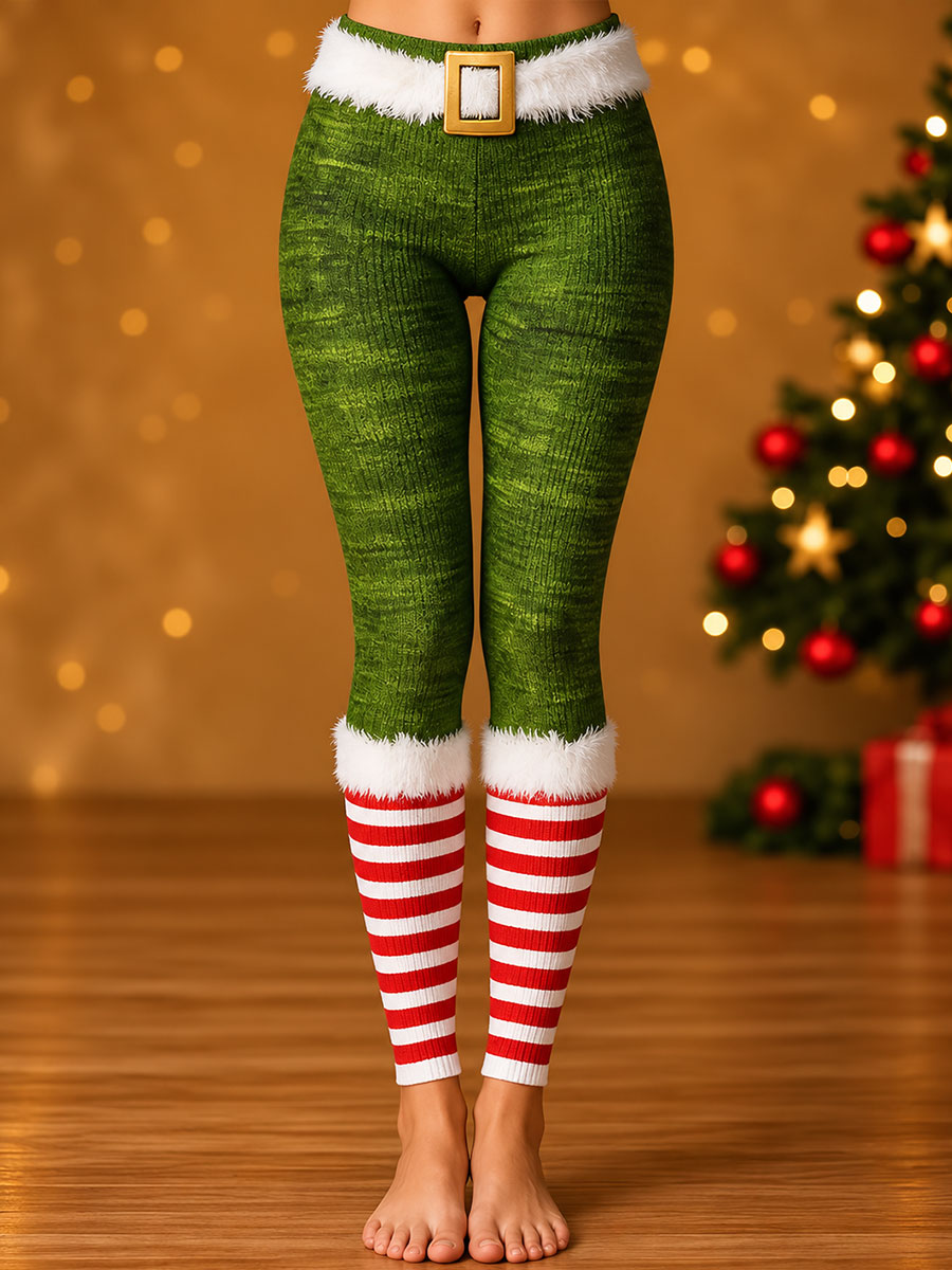 Women's Christmas-Themed Festive Print Bottoms