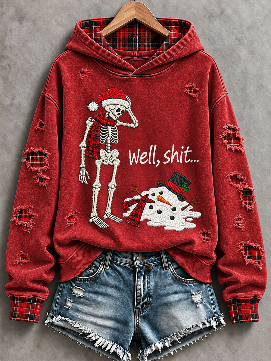 Women's Christmas Well Shit Funny Print Regular Hoodie