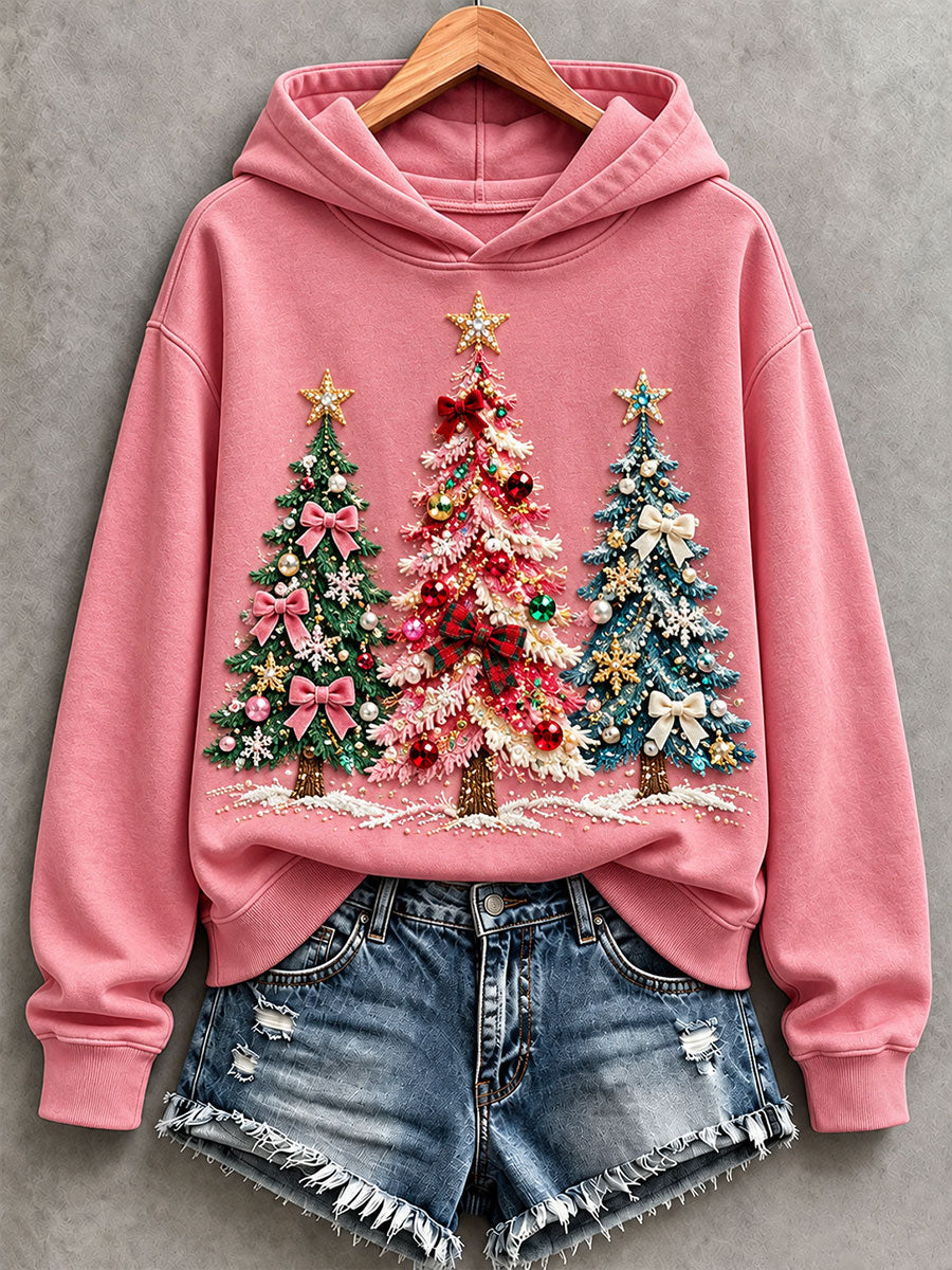 Women's Pink Christmas Tree Hoodie