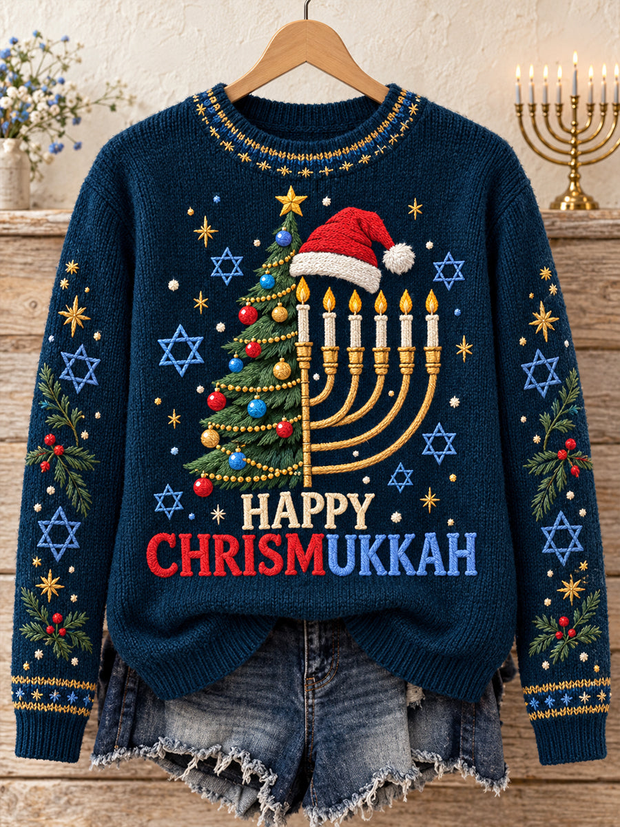 Women's Happy Hanakkah Printed Sweater