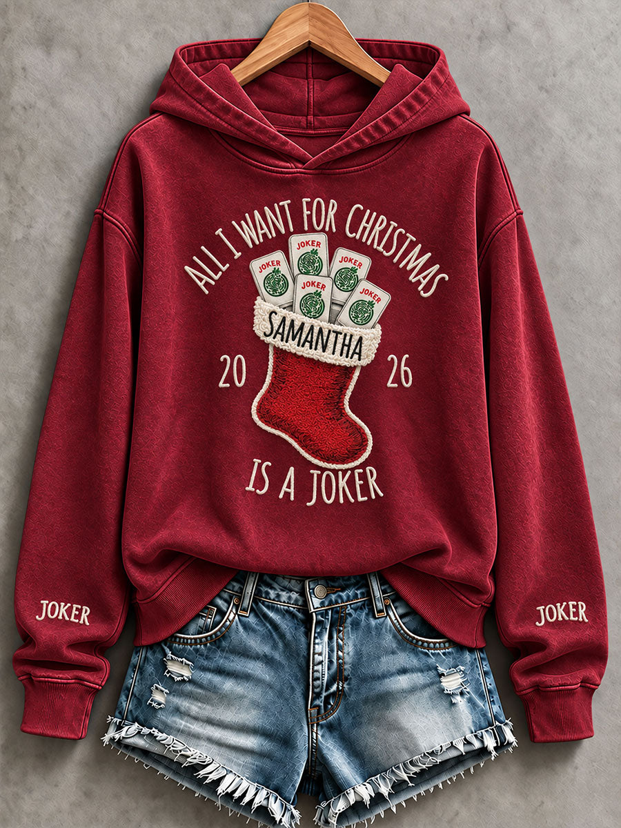 Women's 'All I Want For Christmas Is A Joker' Christmas Mahjong Print Casual Sweatshirt