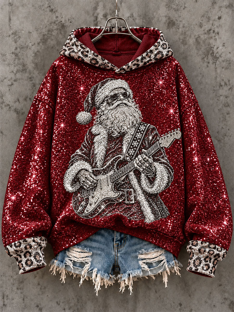 Women's Electric Guitar Santa Claus Christmas Casual Sweatshirt