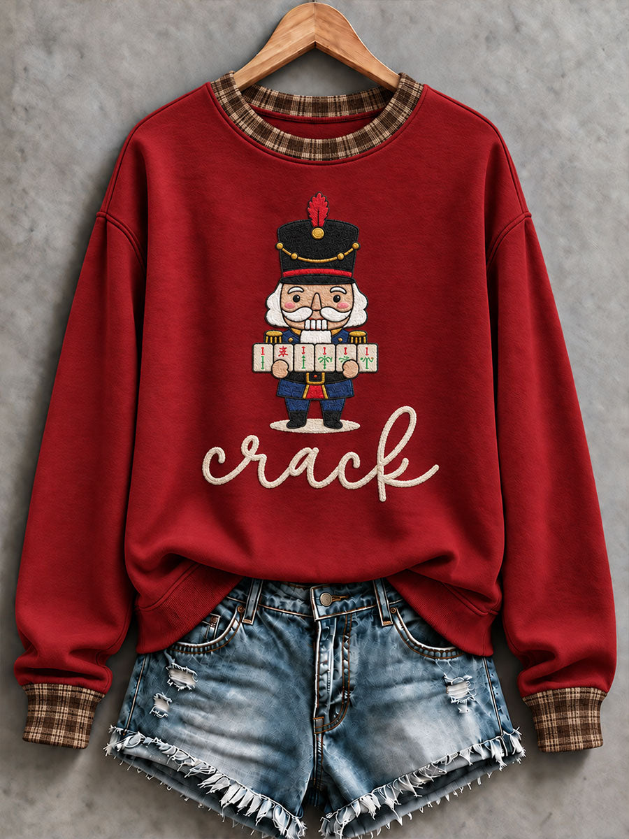 Women's Christmas Mahjong Print Casual Sweatshirt
