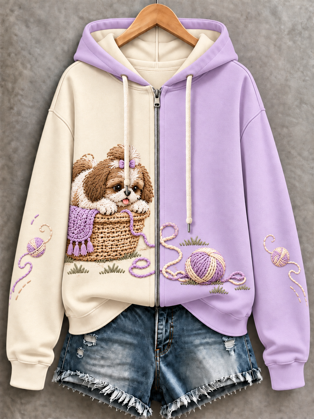 Women's Dog Zip-Up Hoodie