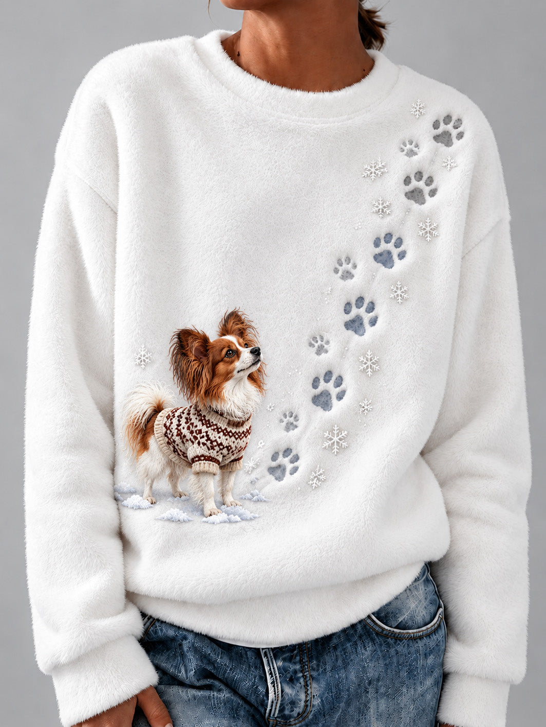 Women's Winter Papillon Pattern Causal Flannel Sweatshirt
