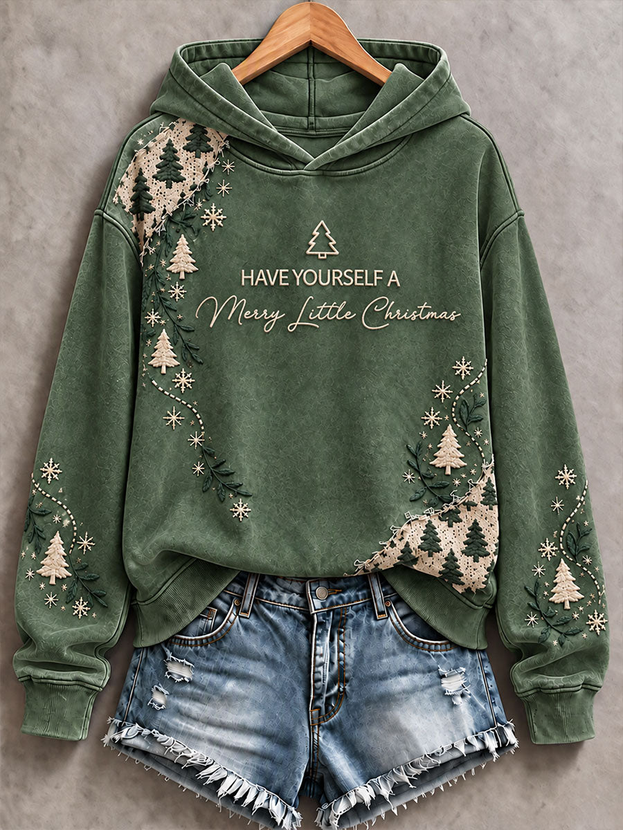 Women's 'Have Yourself a Merry Little Christmas' Print Casual Hoodie