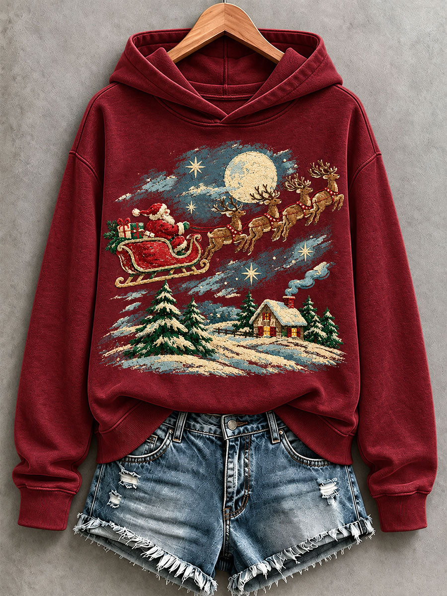 Women's Vintage Santa Sleigh Hoodie