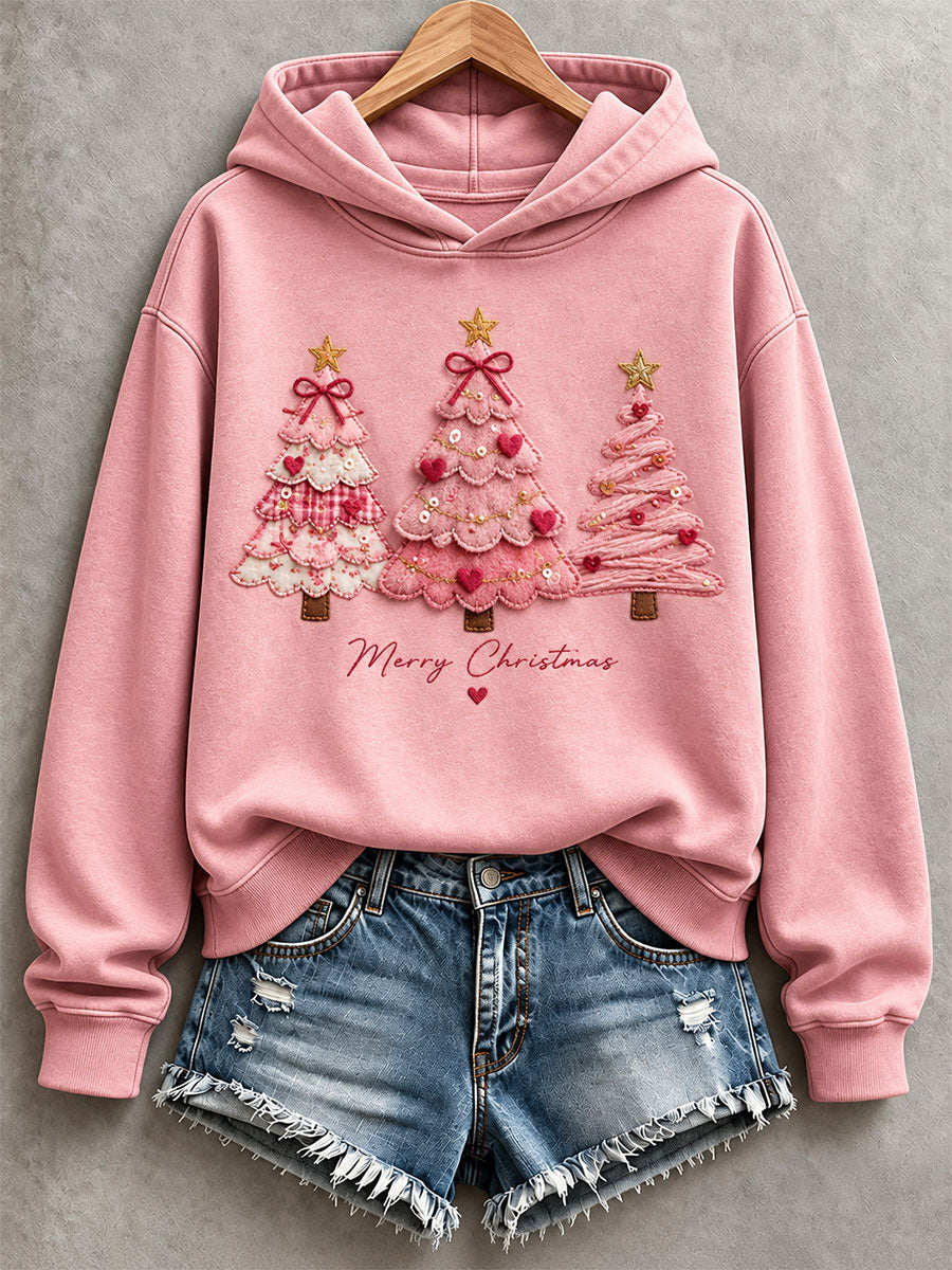 Women's Pink Christmas Tree Hoodie