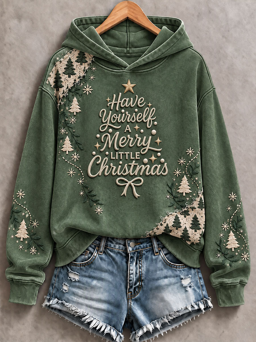Women's 'Have Yourself a Merry Little Christmas' Print Casual Hoodie