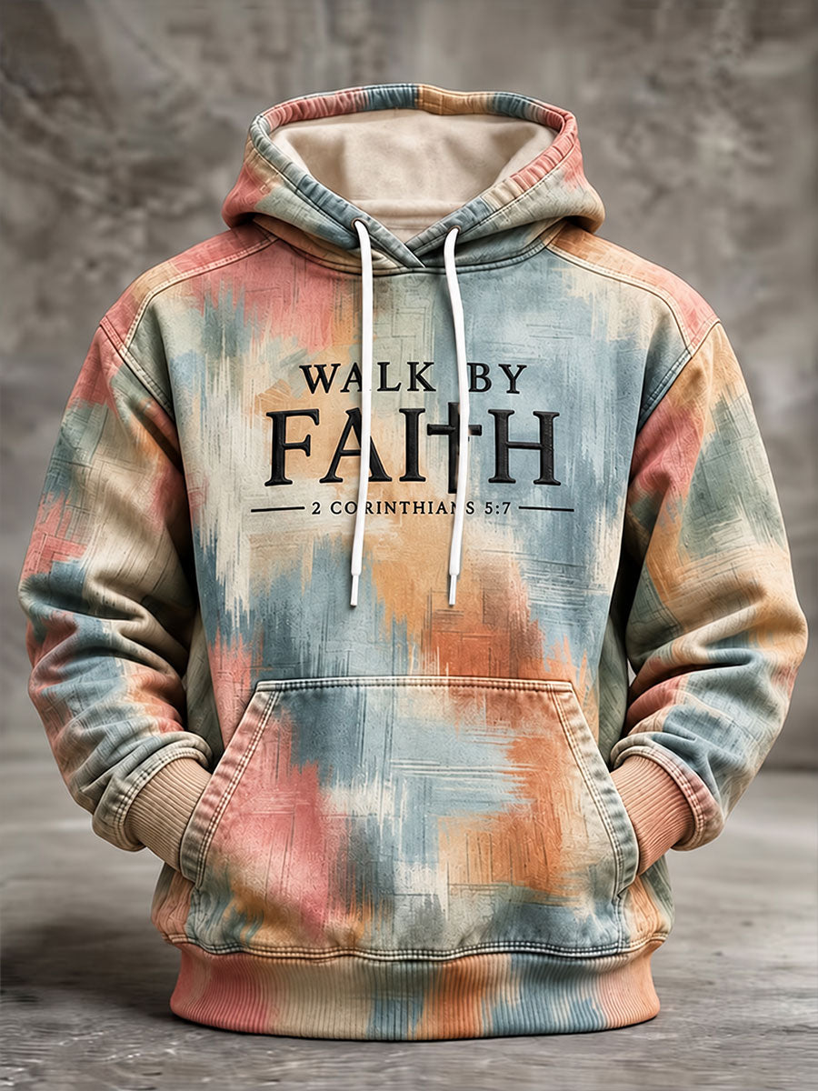Men's 'Walk by Faith' Printed Casual Hoodie
