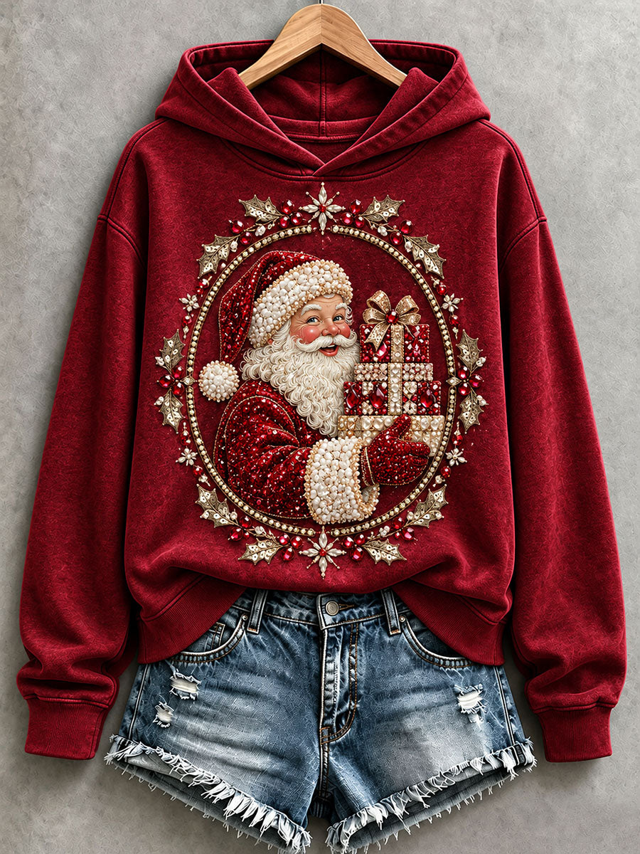 Women’s Santa Rhinestone Art Hoodie