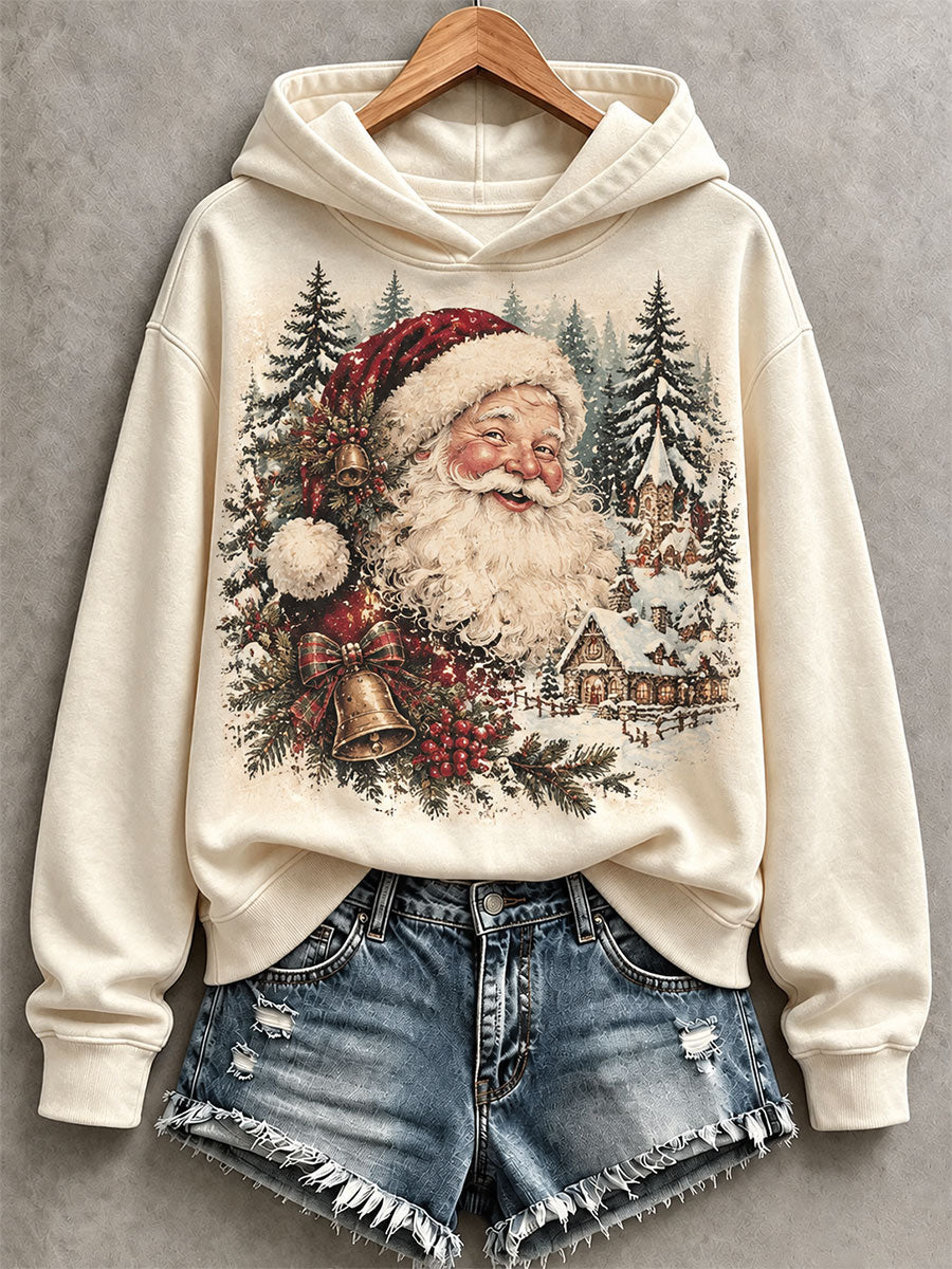 Women's Vintage Santa Print Hoodie