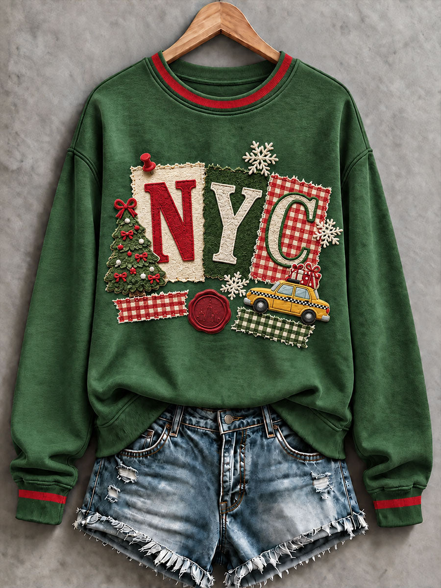 Women's New York Christmas Print Casual Sweatshirt