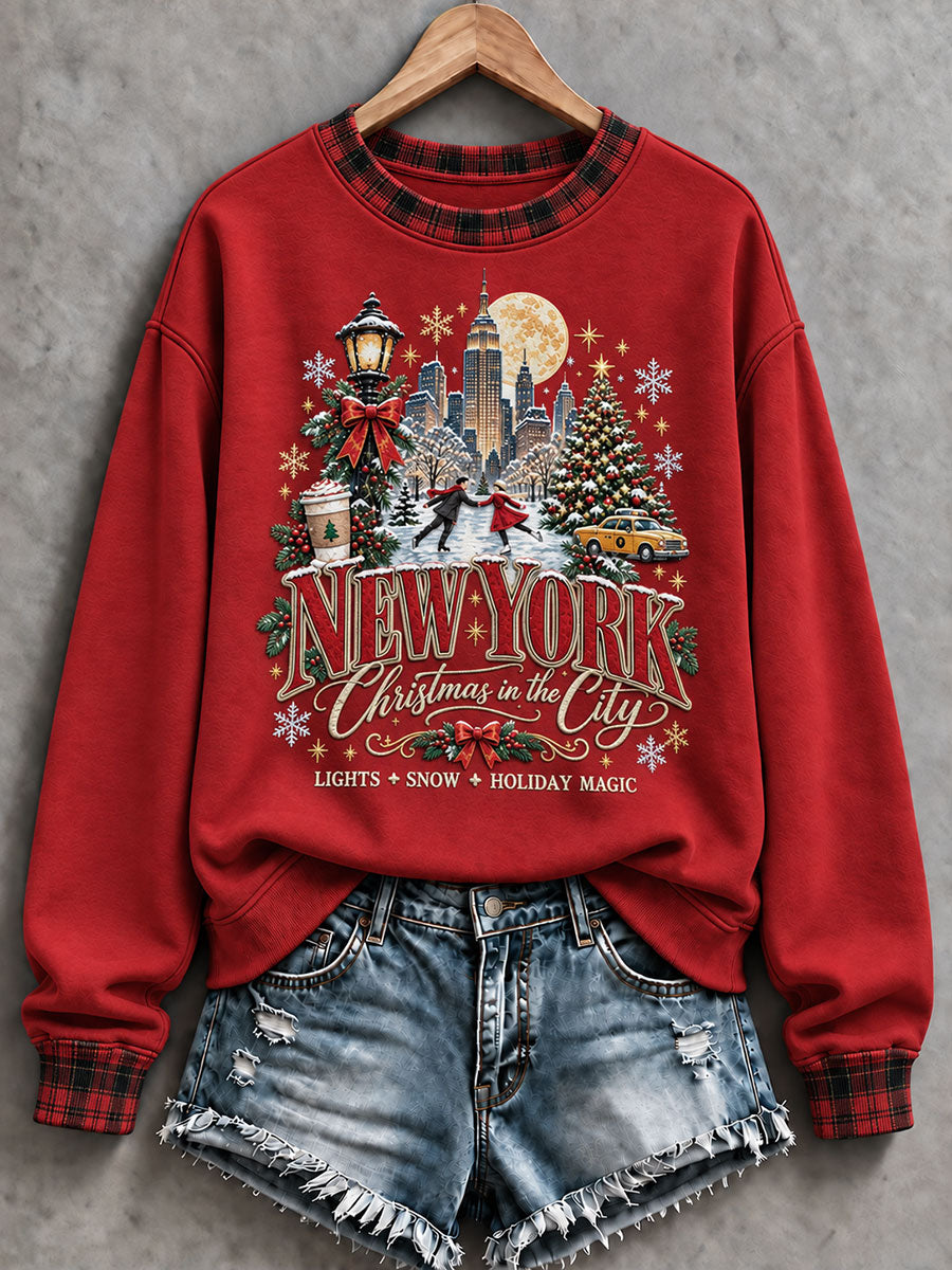 Women's New York Christmas Print Casual Sweatshirt