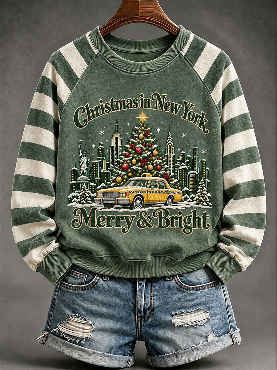 Women's New York Christmas Print Casual Sweatshirt