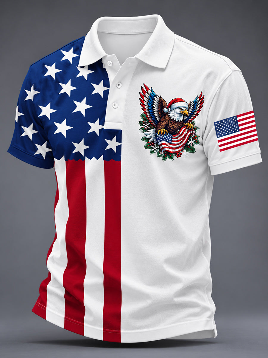 Men's USA Flag Christmas Short Sleeve Shirt