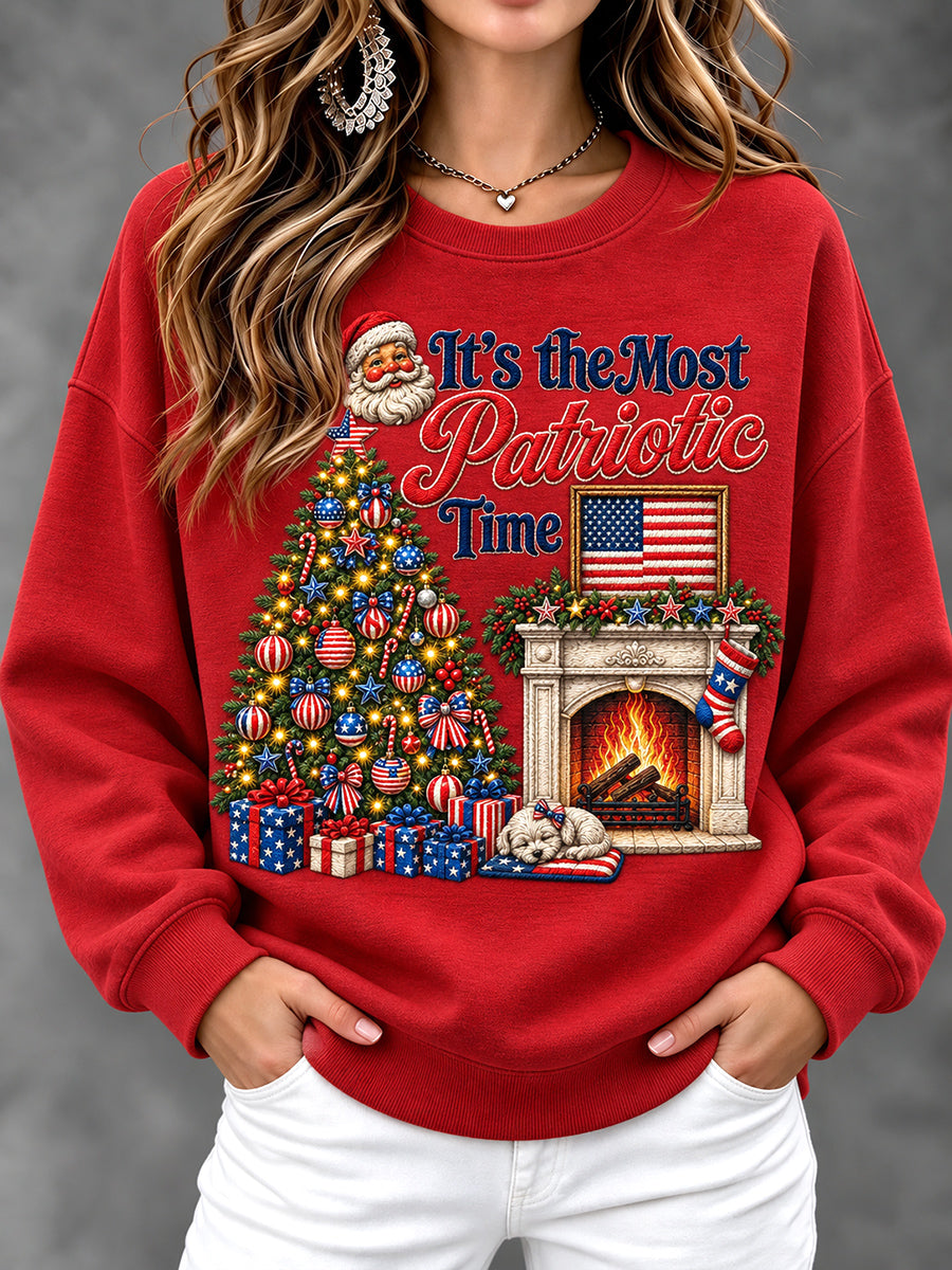 Women's USA Flag Christmas Casual Sweatshirt