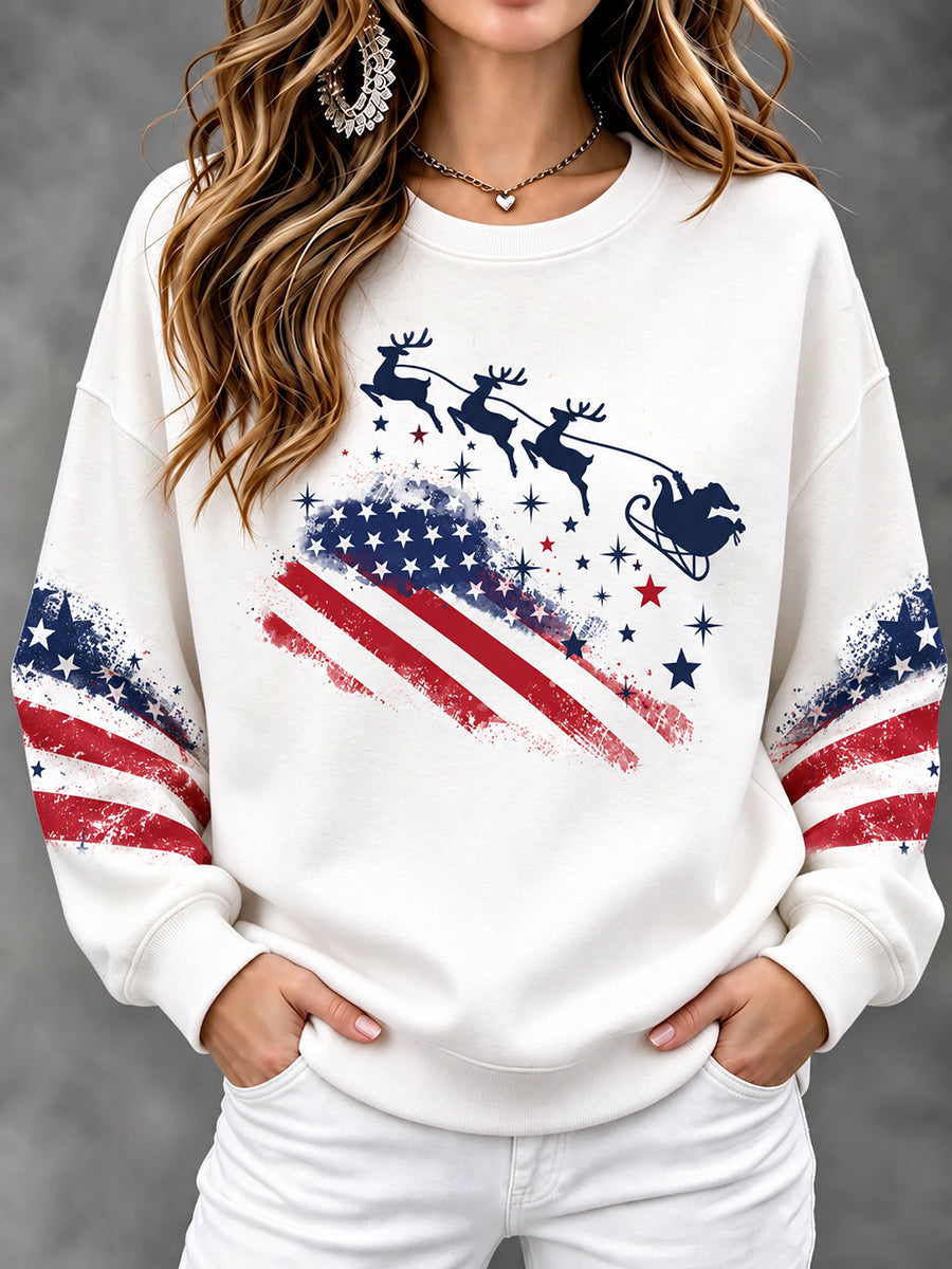 Women's USA Flag Christmas Casual Sweatshirt