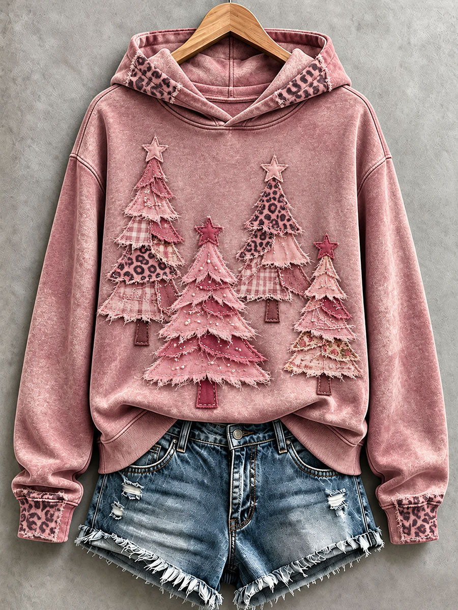Women's Pink Christmas Tree Hoodie