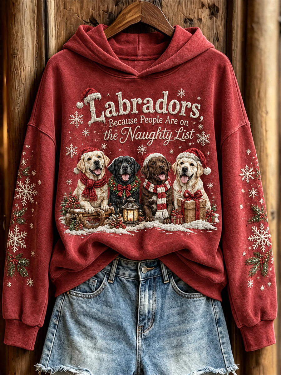 Women's Labradors Because People Are on the Naughty List Christmas Dogs Print Hoodie