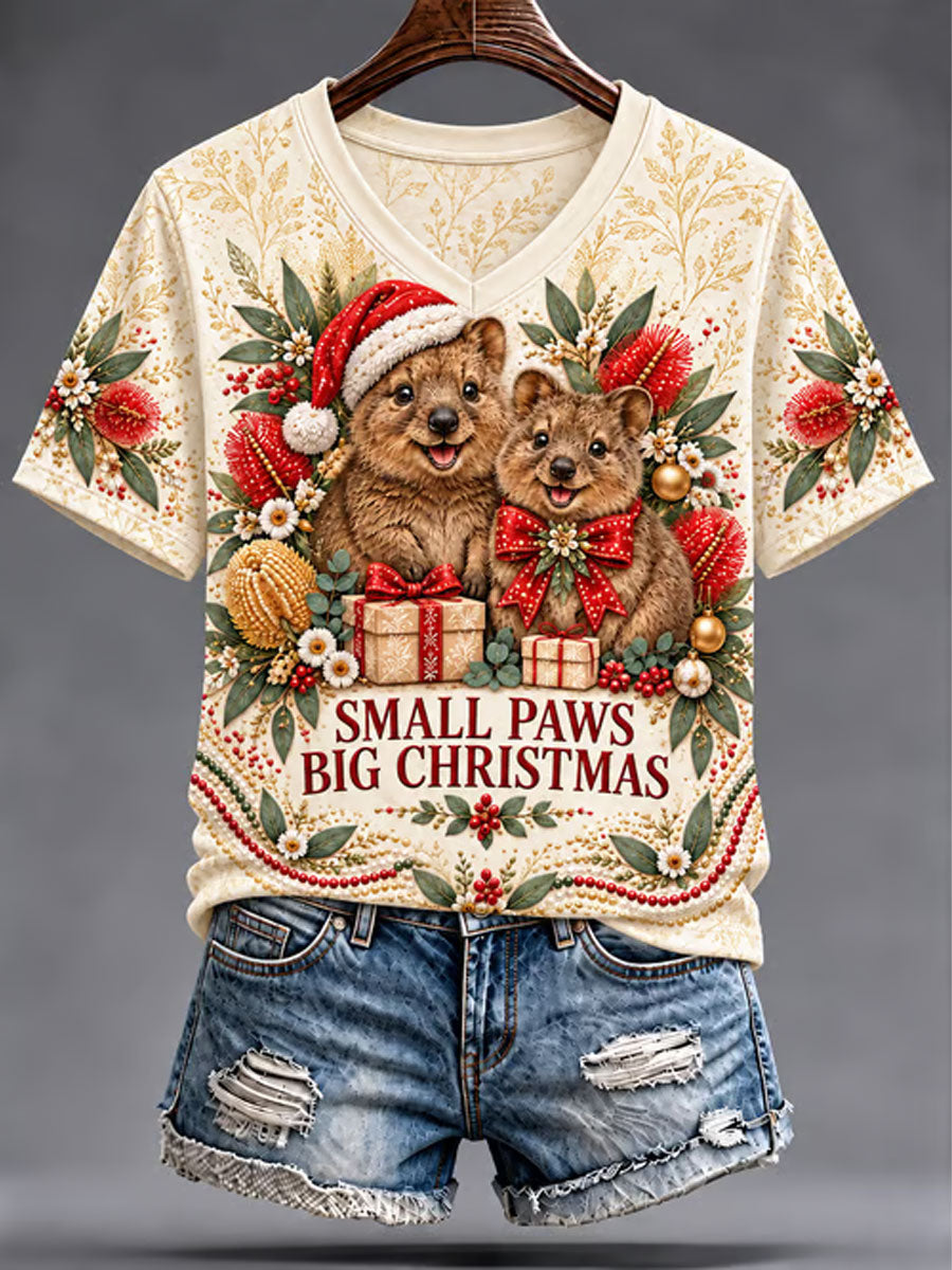 Women's Australian Christmas printed short-sleeved T-shirt