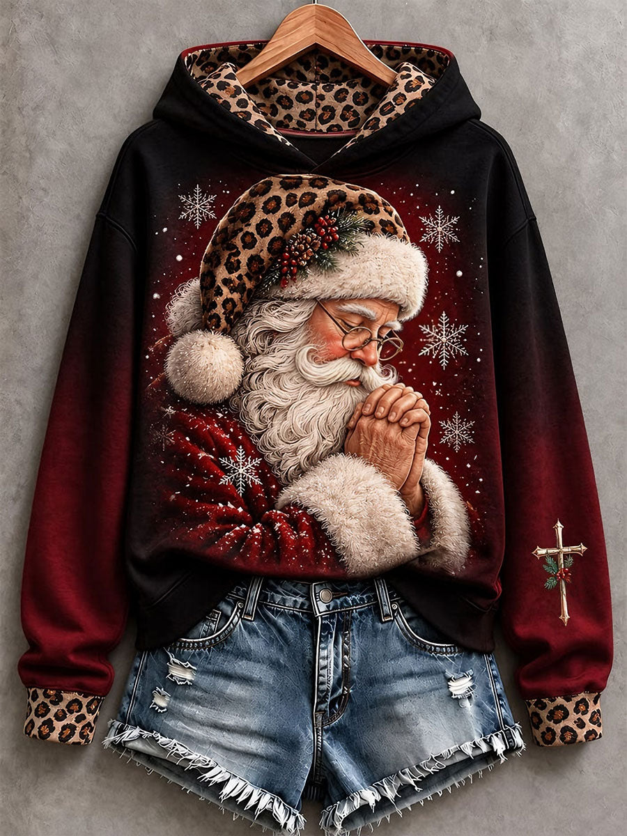 Women's Santa Print Hoodie