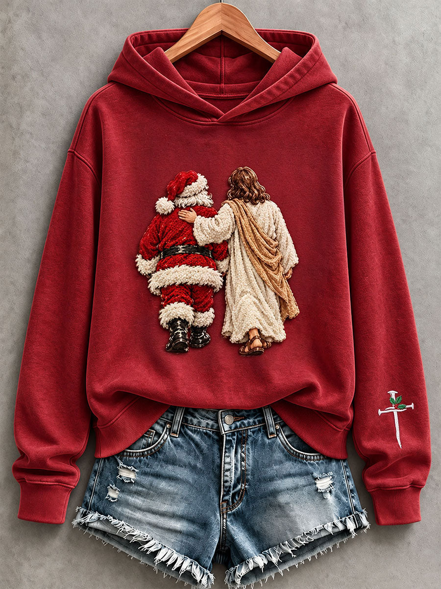 Women's Funny Jesus And Santa Hoodie