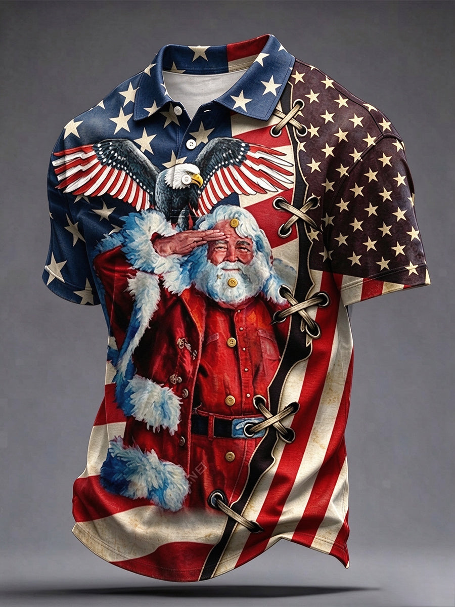 Men's Patriotic Christmas Short Sleeve Shirt