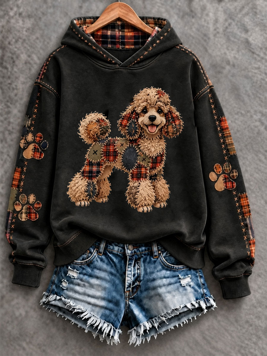 Women's Patchwork-style Dog print Regular Sweatshirt