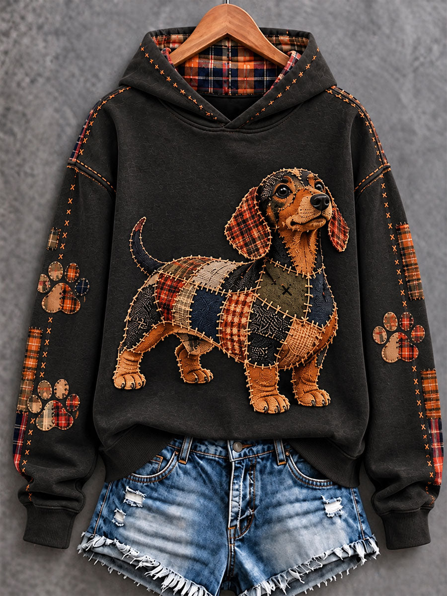 Women's Patchwork-style Dog print Regular Sweatshirt