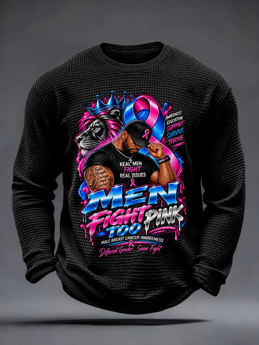 Men's Breast Cancer Awareness Men Fight Pink Too Waffle T-Shirt