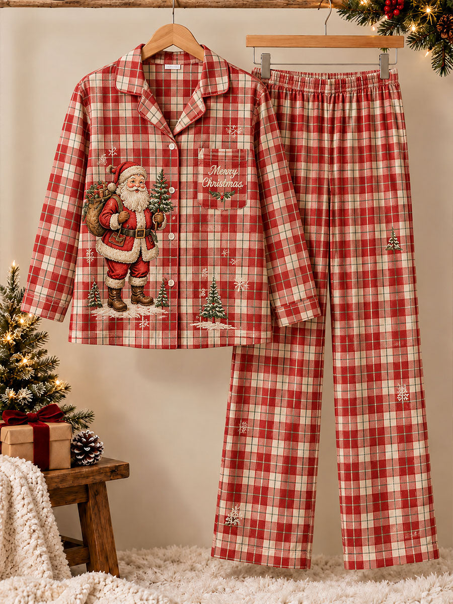 Women's Christmas Santa Print Pajama Set