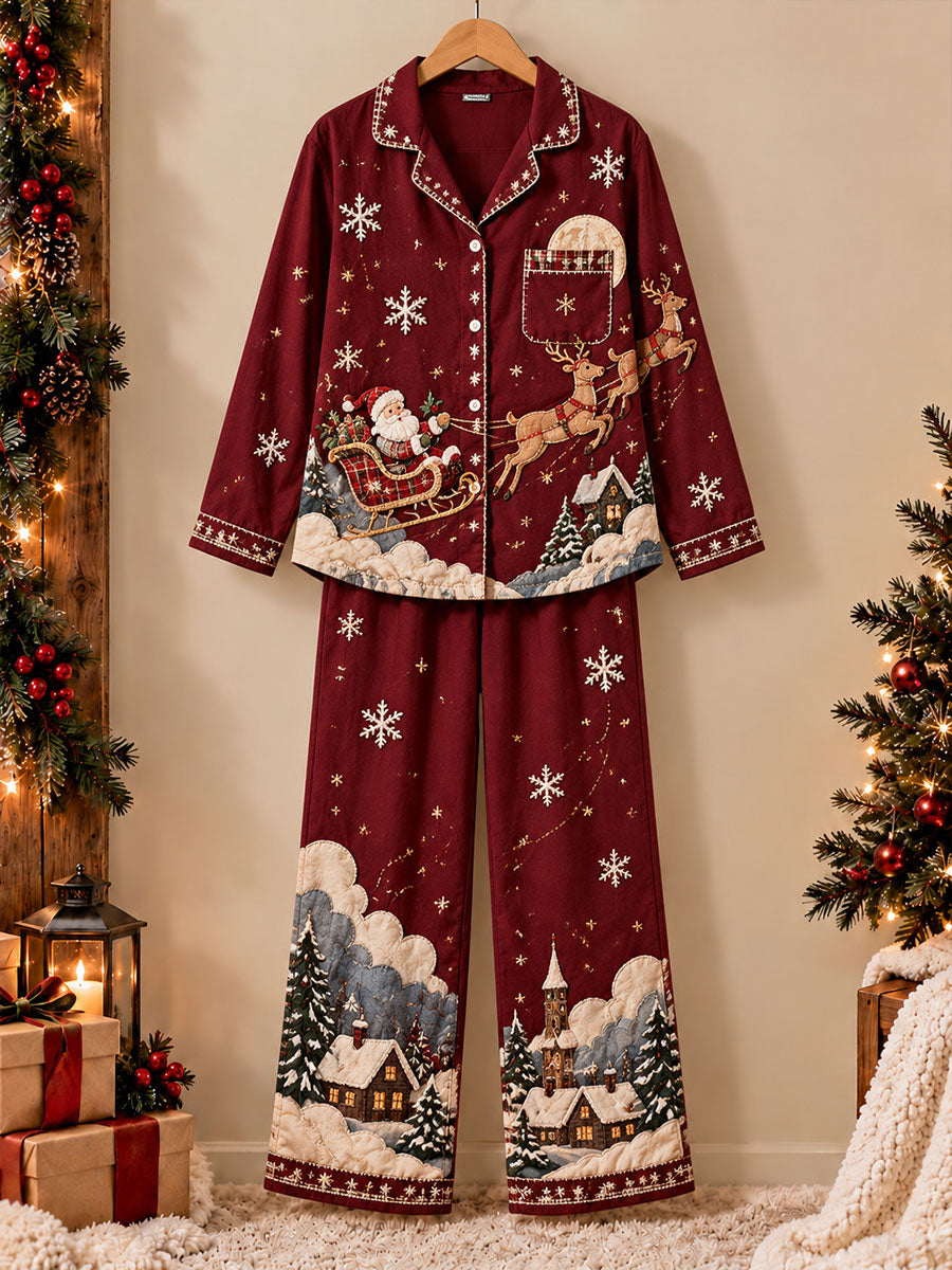 Women's Christmas Santa Print Pajama Set
