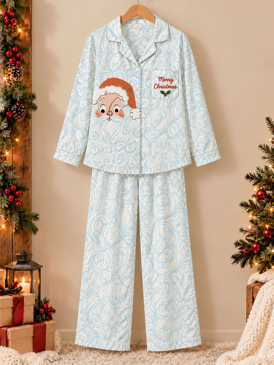 Women's Christmas Santa Print Pajama Set