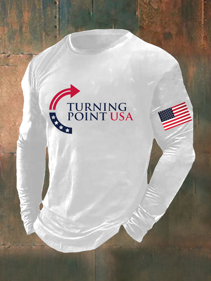 Men's Charlie Kirk Turning Point USA Trump Commemorative Long Sleeve T-Shirt