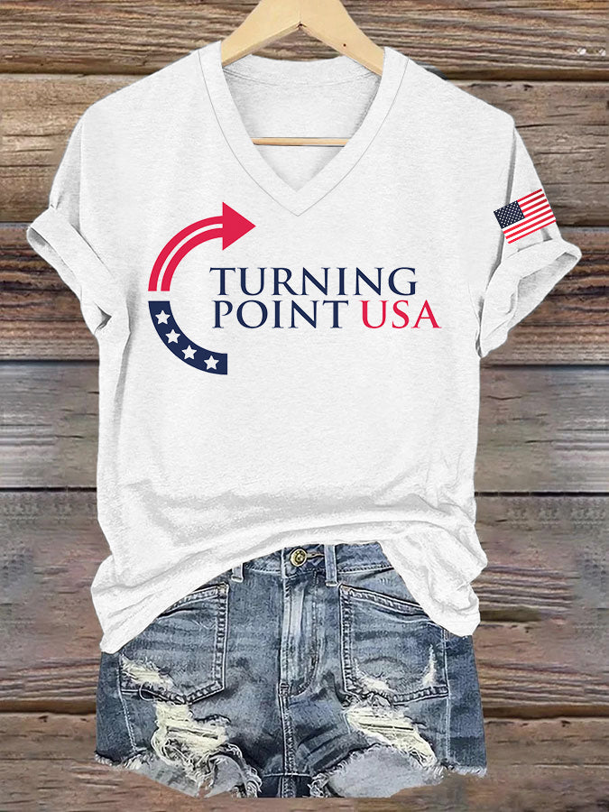 Women's Charlie Kirk Turning Point USA Trump Commemorative T-Shirt