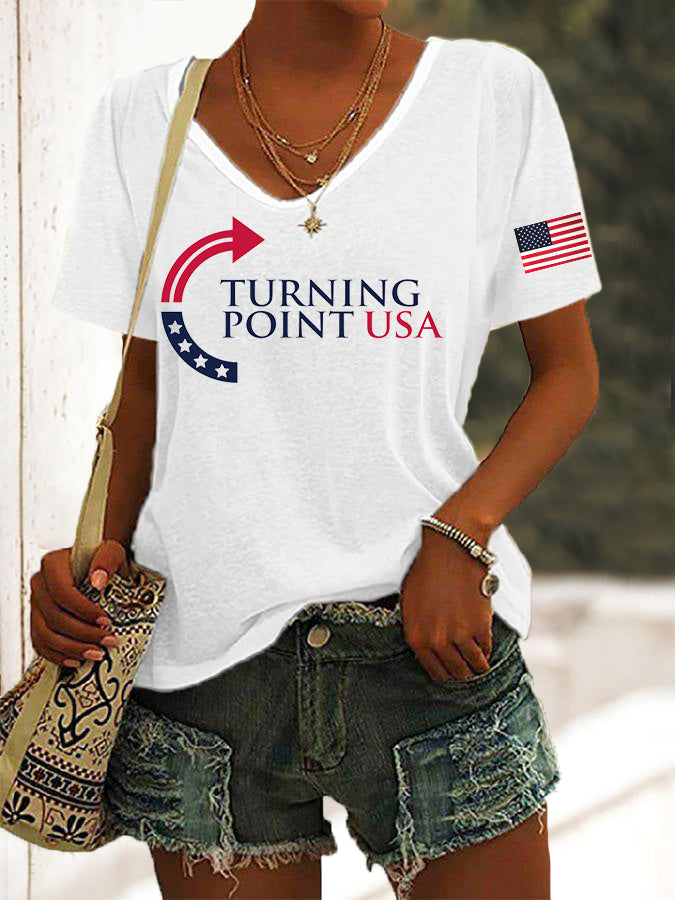 Women's Charlie Kirk Turning Point USA Trump Commemorative T-shirt