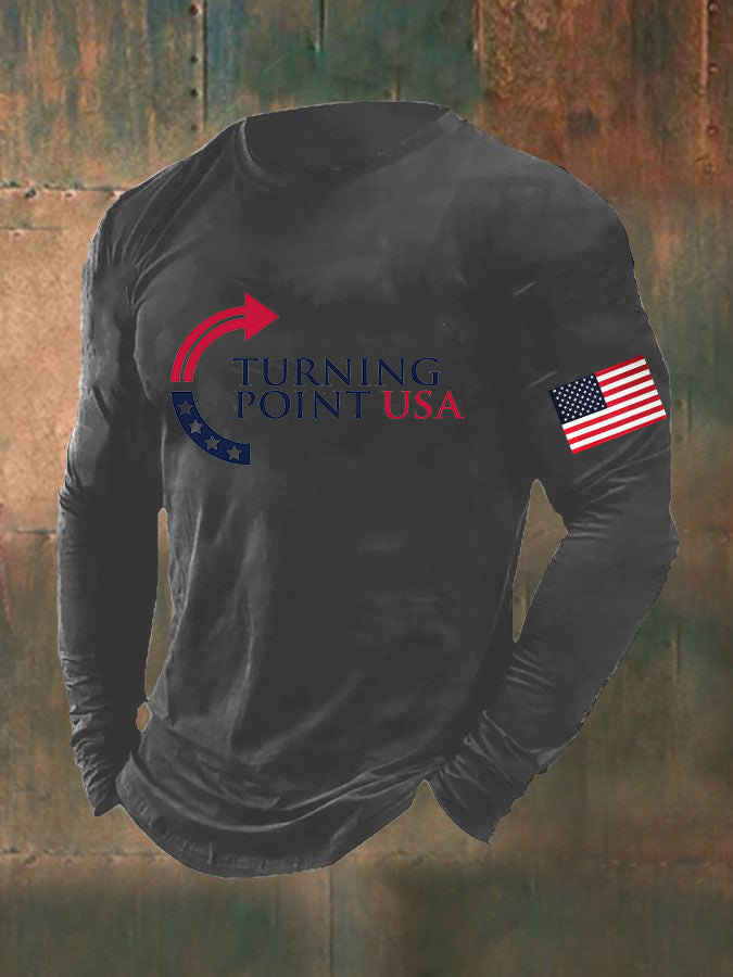 Men's Charlie Kirk Turning Point USA Trump Commemorative Long Sleeve T-Shirt
