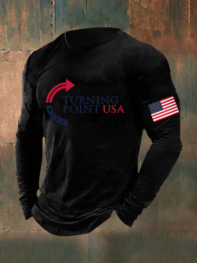 Men's Charlie Kirk Turning Point USA Trump Commemorative Long Sleeve T-Shirt