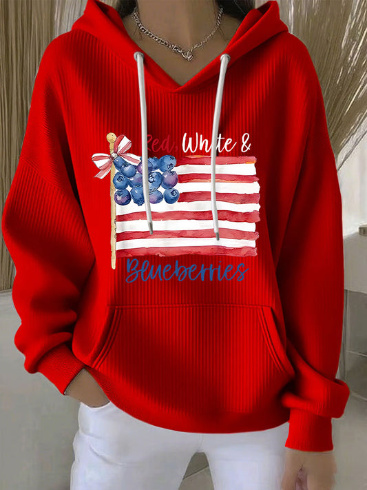 Women's Red White & Blueberries Casual Hoodie