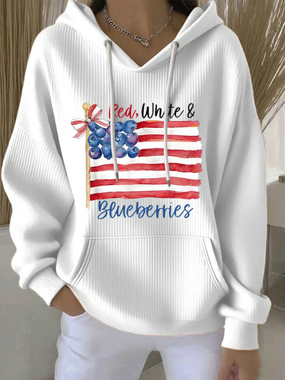 Women's Red White & Blueberries Casual Hoodie