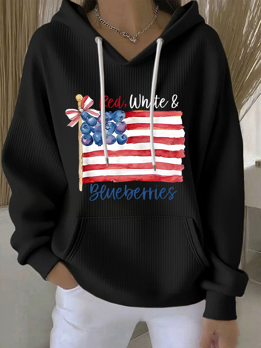 Women's Red White & Blueberries Casual Hoodie